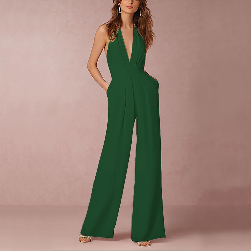 Women's Banquet Dress Jumpsuit Sexy Hanging Neck Women's Trousers