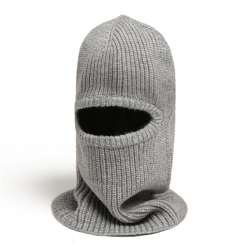 Masked Scarf Cover Hat Integrated Knitted Wool Scarf Winter Warm Solid Color Hat Ear Protection Scarf Ski Cap