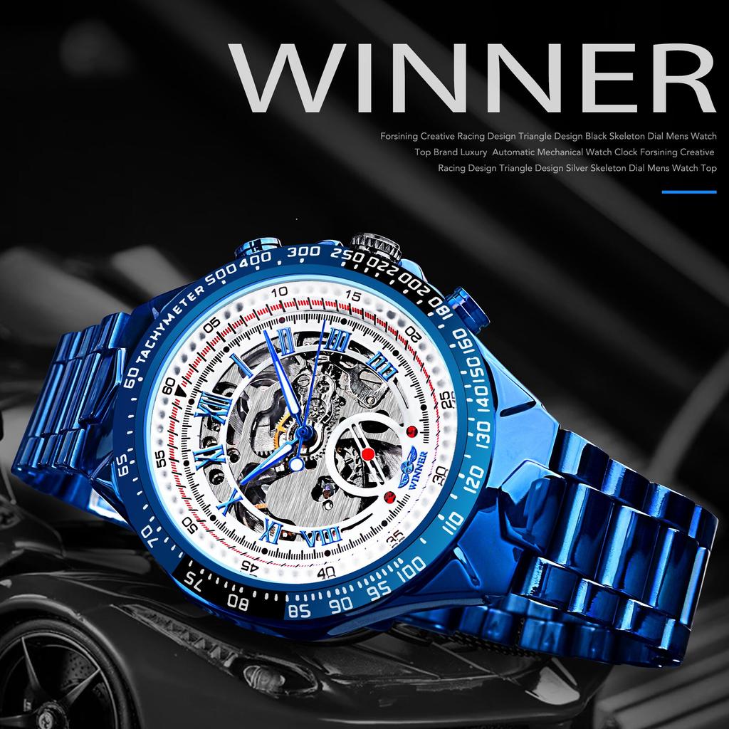 WINNER New Fashion Automatic Mens Watches Luxury Mechanical Wristwatches Hollow Watch