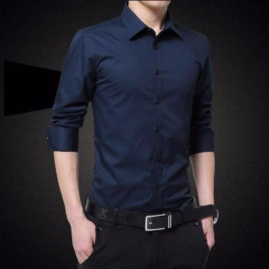 Мужская приталенная рубашка в стиле business casual - с коротким/длинным рукавом, в корейском стиле, белая/черная, идеально подходит для весны и осени, для шаферов или для работы.
