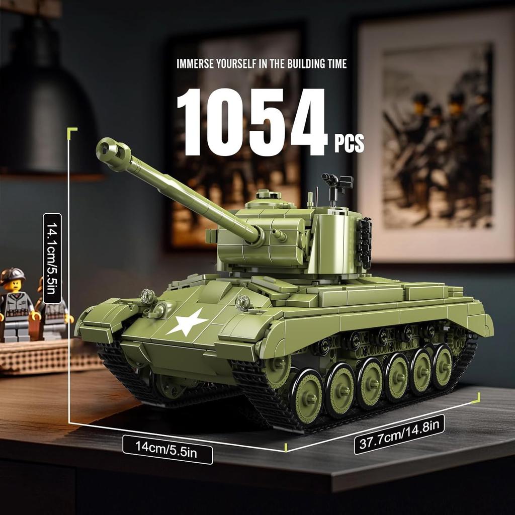 MOULD KING 20035 MOC Military Tank Building Block Set, Technology Clamp Blocks Tanks Model Collection Military Building Toys(1054 Parts)