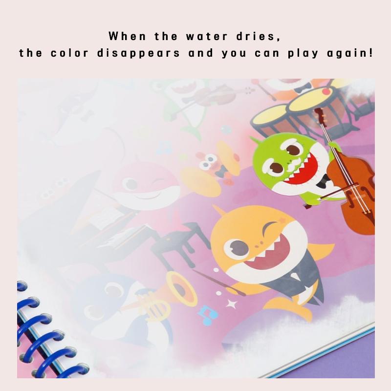 Сертифицировано KC – Книжки-раскраски водой Pinkfong (Дино / Малыш Акулёнок / Пинкфонг) 4 варианта