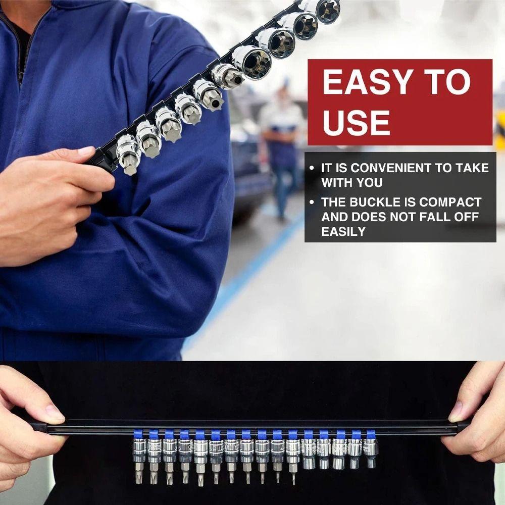 360° Swivel ABS Socket Organizer 1/4Inch 3/8Inch 1/2Inch Socket Clip Rail Holder