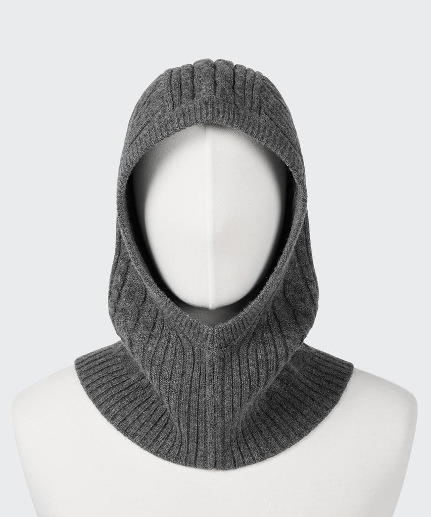 MUSINSA STANDARD Lambswool Cable Knit Balaclava [Medium Grey]
