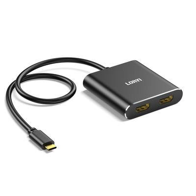 Адаптер-конвертер USB C в HDMI Расширение HDMI 2в1 Двойной HDMI-разветвитель HDMI-адаптер с расширенным режимом Режим дублирования Работа из дома 4K@60Гц