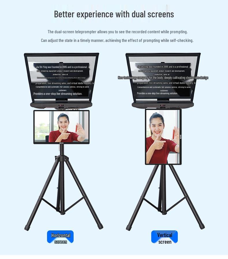 Умный телесуфлер Jia Shi Ying TZ20pro: Большой экран, совместимость с USB для профессиональных прямых трансляций и зеркальных камер.