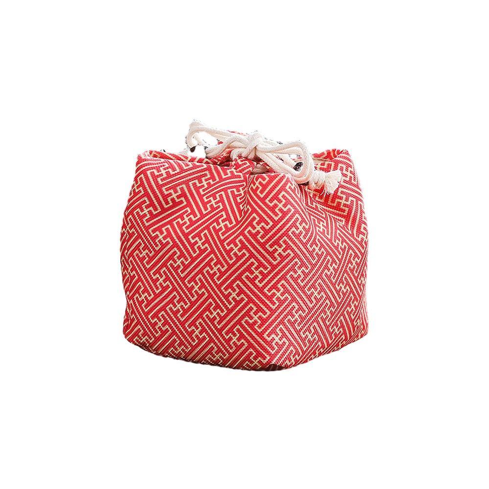 Сумка на шнурке «Цветок дракона» Холщовая сумка для хранения чайного набора Квадратная сумка на запястье с цветком Женская/Для девочек