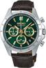 Seiko Мужские кварцевые наручные часы с секундомером 1/5 секунды SBTR017 Зелено-коричневый кожаный ремешок