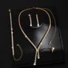 2026 Набор из четырех предметов: Простая цепочка на ключицы, Изысканная цепочка с когтями, Серьги с круглым цирконом и кристаллом, Ожерелье, Браслет, Кольцо