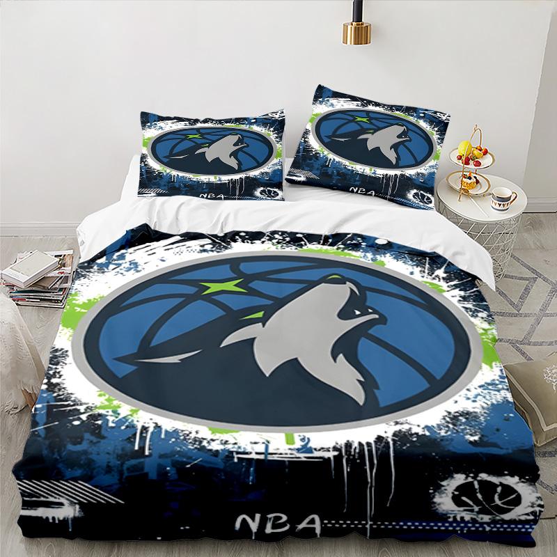 Timberwolves Logo Bedding Set 3pcs, High Quality Bedding Set Including 1pc Duvet Cover And 2pcs Pillowcases for Bedroom, Dormitory Gift