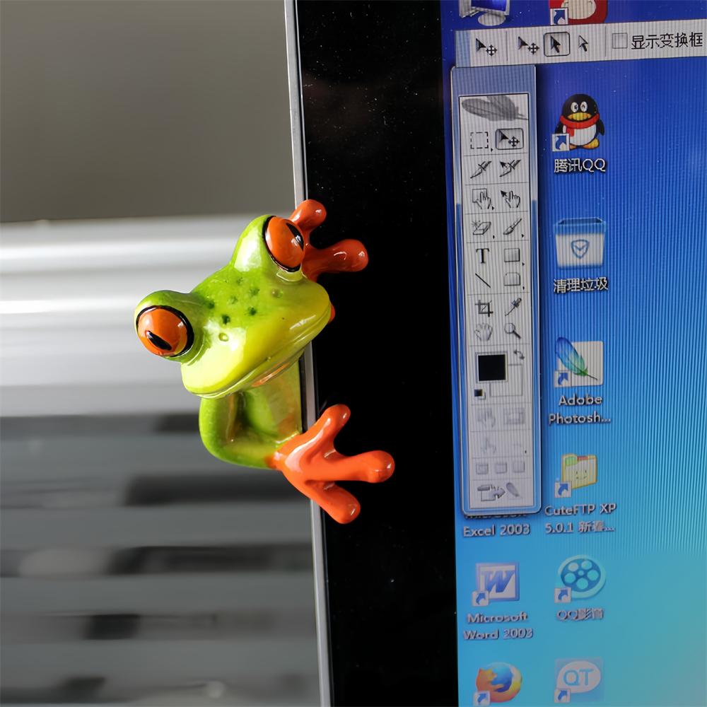 Креативная 3D фигурка лягушки, украшение для офисного компьютера, декор для автомобиля, забавная статуэтка лягушки-пищалки, домашний ТВ-орнамент, миниатюры для сада, бонсай