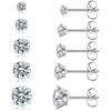 Round Claw Zircon Stud Earrings for Men and Women Vacuum Plating Does Not Fade Simple Earrings