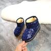 Comfortable Children Snow Boots for Girls Furry Overshoes Winter Keep Warm Soft Platform Boots Kids New Bling Party Shoes I07071