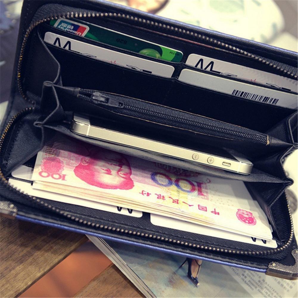 Длинные кошельки из искусственной кожи с металлическим черепом, женские кошельки, портативный повседневный женский кошелек для денег