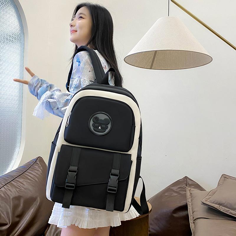 Four-Pieces Backpack Set Student Schoolbag Color Block Women's Large Capacity Backpack Campus Backpack