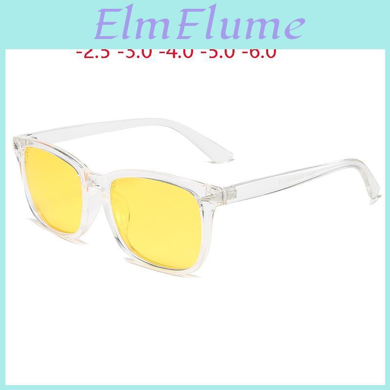 075 60 05 0 To Transparent Frame Night Vision Lens Myopia Sunglasses Women Men Square Prescription Spectacles