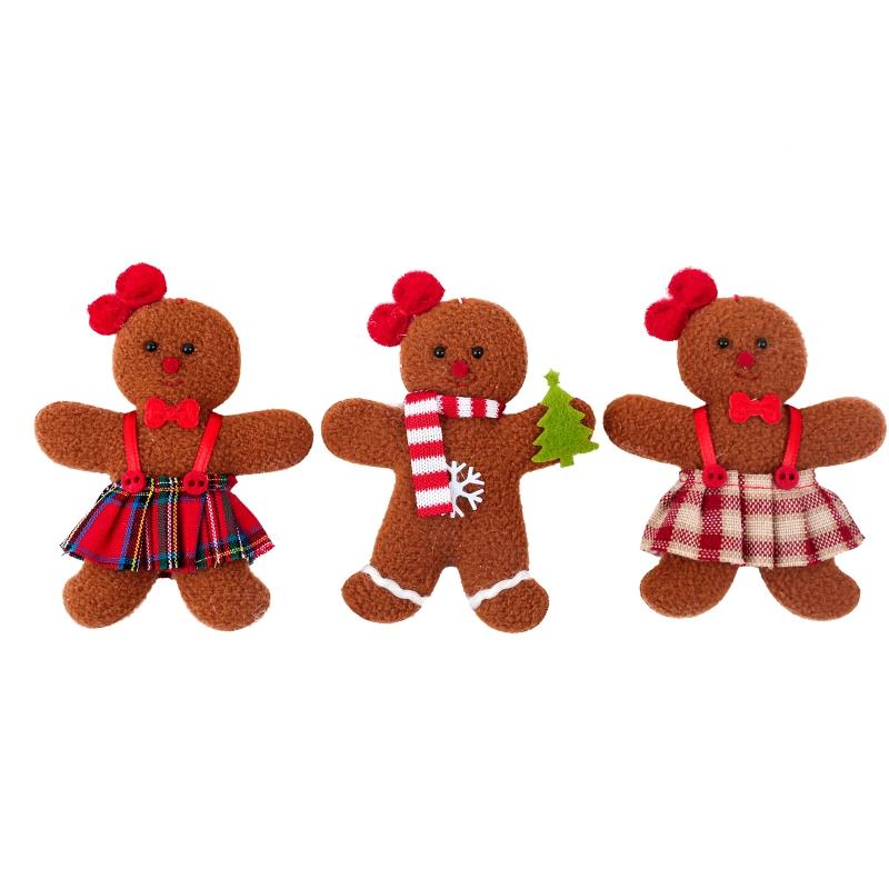 6 шт. Рождественское украшение Пряничный человечек Маленькая кукла Подвеска Рождественская елка Украшения Аксессуары Подвесное украшение Маленькая подвеска