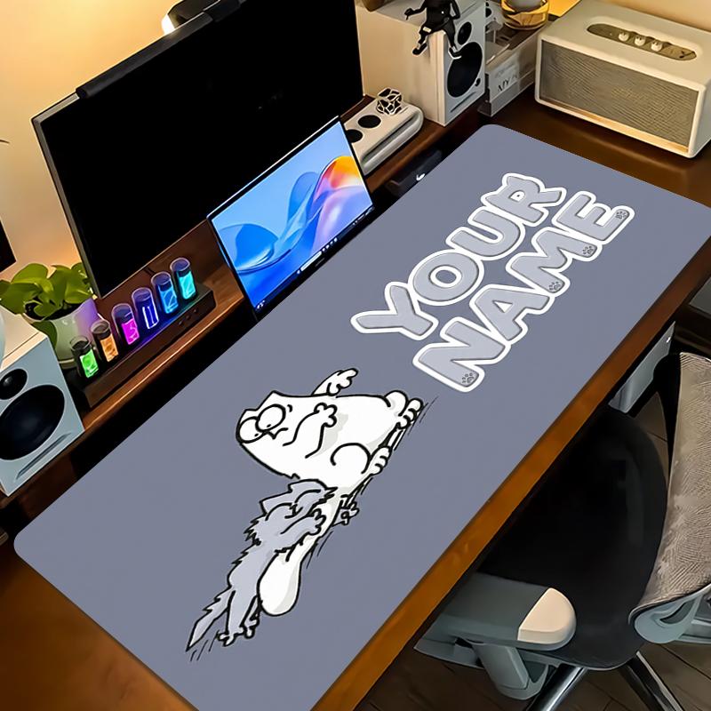 Custom Name Simon's Cat Mouse Pad Large Gaming Table Cushion Non-slip Laptop Tablet Big Mousepad XXL Mat Mini PC Playmat With Lock edge_XIA