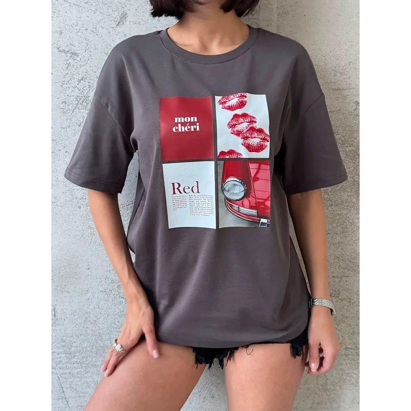 Loose Printed T-shirt Fashion Style New Arrival Fashion Print Short Sleeve Cotton T-shirt Loose All-Matching Top
