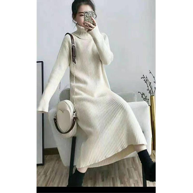 DAFIFY Women's Fashion Casual Fall Winter Solid Color Print Long Sleeve High Neck Sweaters