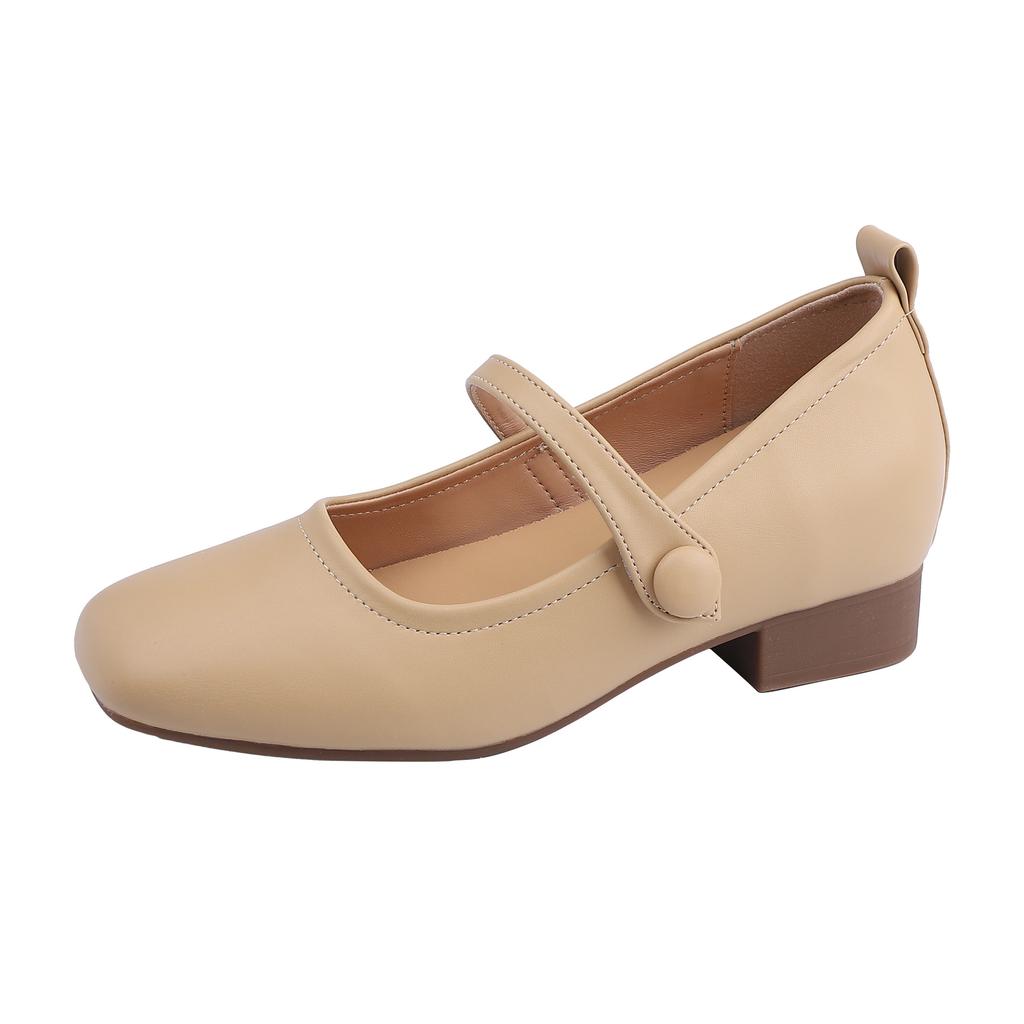 Mary Jane Shoes Women's Outer Wear Advanced Sense Inner Height Increase Soft Sole French Sweet Girl Style Uniform High Heels Women's Versatile Single