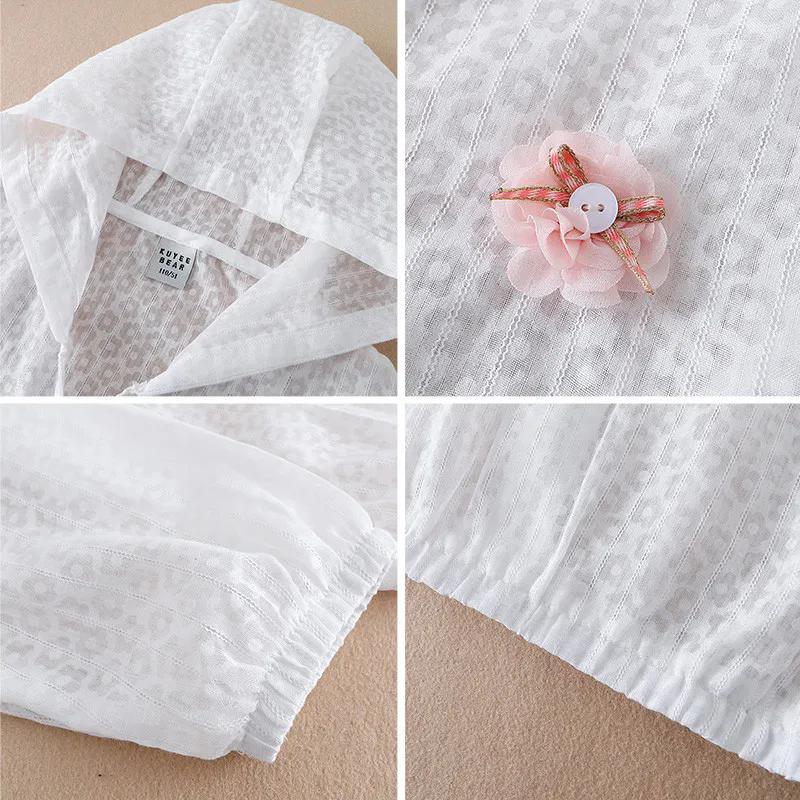 Girls' Outerwear Summer Children's Sun Protection Clothes Thin Hollowed Out Baby Hooded Top