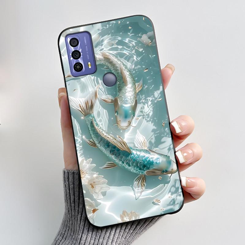 New Design Case For TCL 20B (6159K) Fashionable Black Love Pattern Shockproof Protective Cover Soft Silicone Black Case