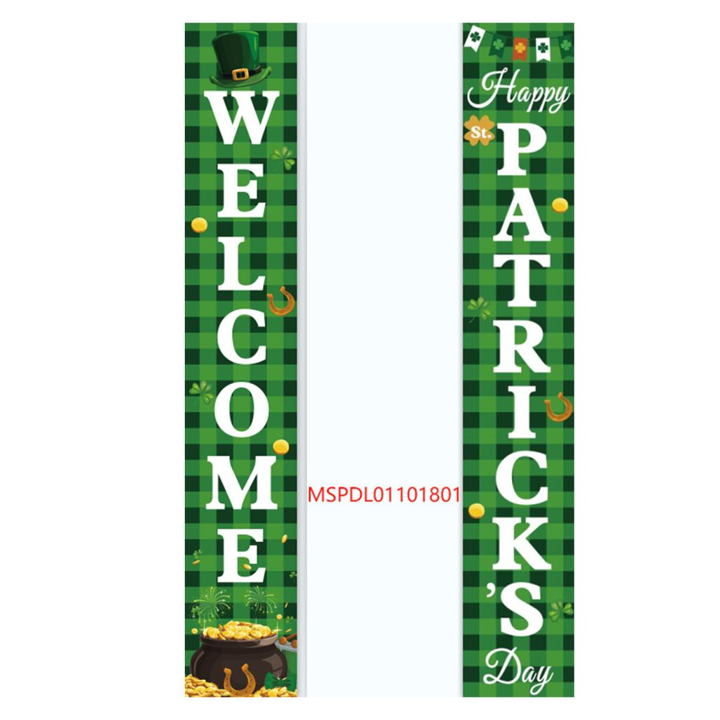 St. Patrick'S Day Family Party Door Frame Decoration Couplet Polyester Cloth Flag Poster Customization