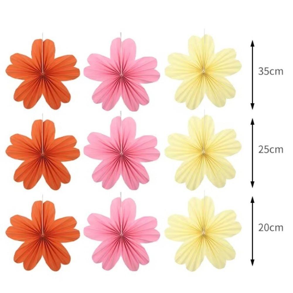 9Pcs/Set Floral Pom Poms Paper Fans DIY Wall Hanging Banner  Birthday Baby Wedding Party Decoration