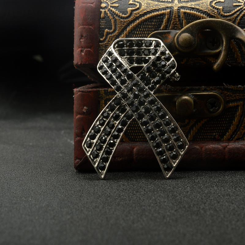 Black Ribbon Brooch Pins For Women Men Elegant Lapel Pin Decoration Accessories Party Jewelry Gift