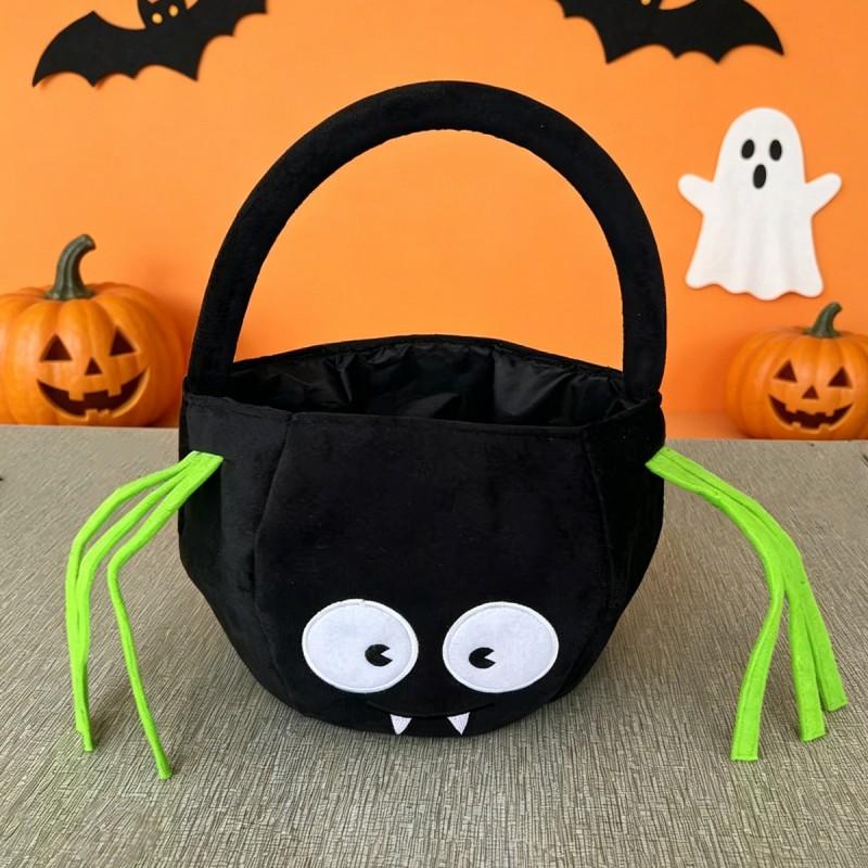 Halloween Pumpkin Treat Bucket Kids - Nonwoven Fabric Candy Bag With Handle Orange Black Cat Witch Hat Pirate Styles