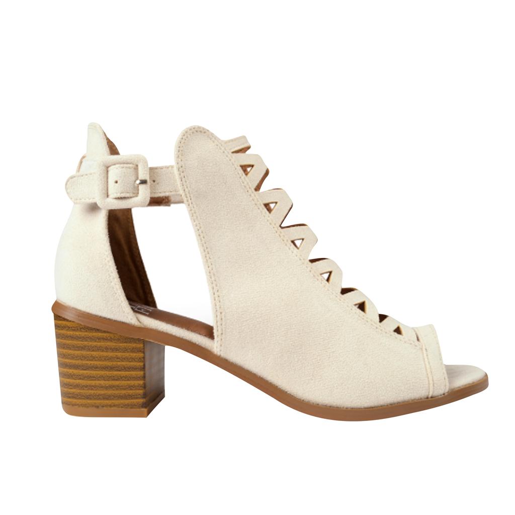 Where's That From Womens/Ladies Reydah Criss-Cross PU Peep Toe Mid High Block Sandals