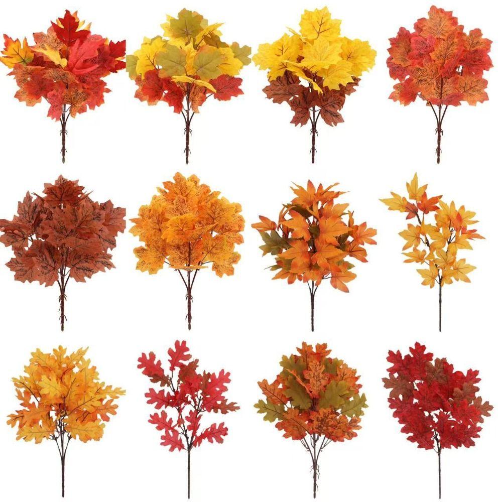 2PCS Fallen Style Artificial Maple Leaf Fabric Maple Leaf Bouquet Home Decor