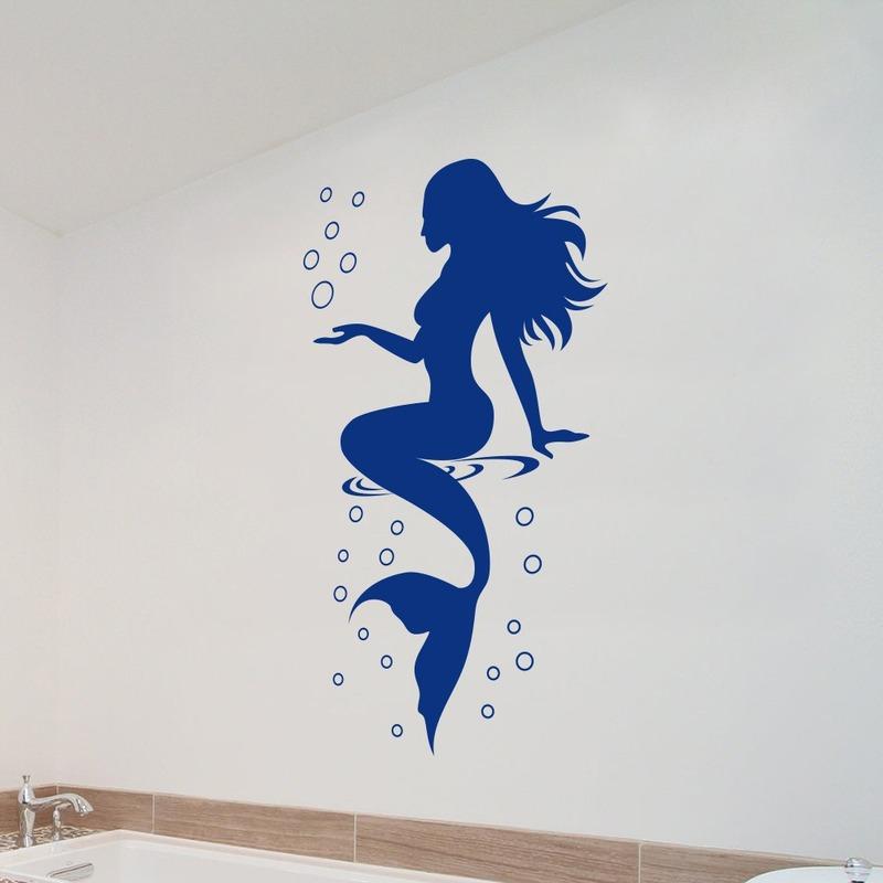 Fashion Mermaid Design Wall Sticker Beautiful Waterproof Decals for Bathroom Toilet Bedroom Decor Home Decoration