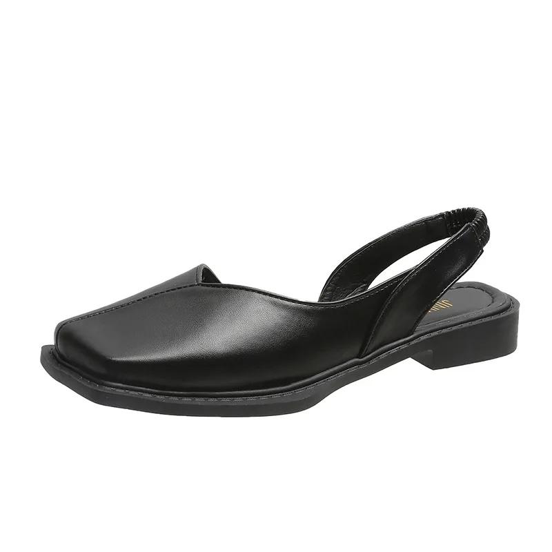 Мода 2025 Босоножки с закрытым носком Модная женская обувь Костюм Женский Бежевый Средний блок Низкий каблук С мелким вырезом Роскошные Черные Летние Сандалии