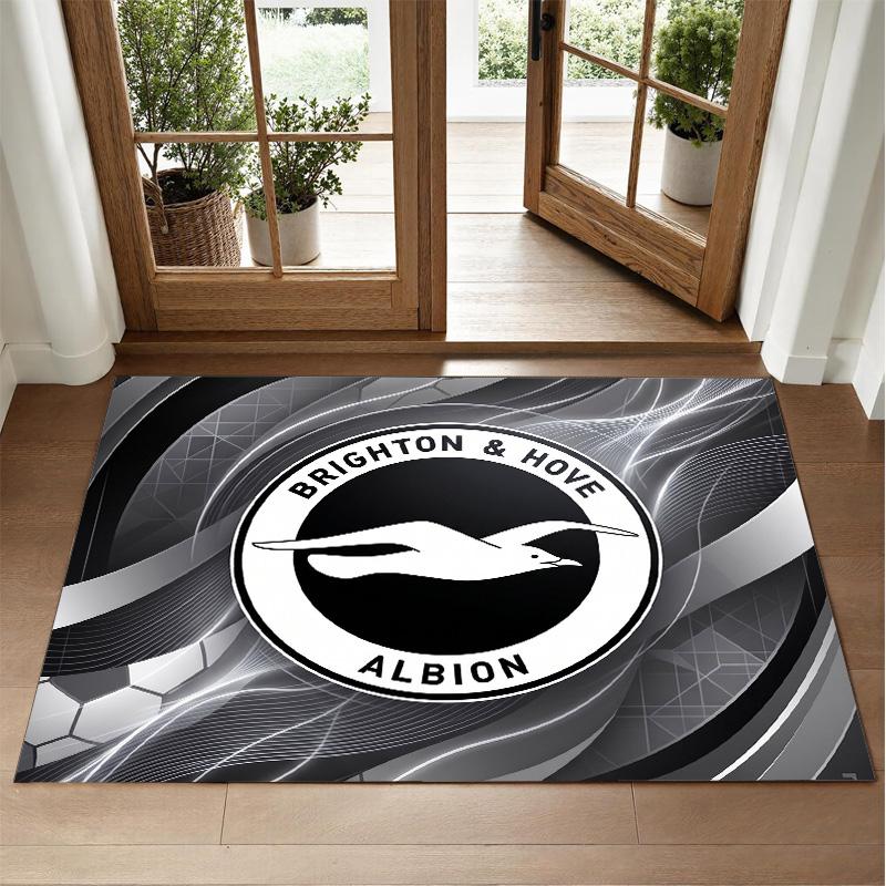 Brighton & Hove Albion Football Design Crystal Velvet Rug Soft Decorative Mat for Bedroom Entrance