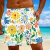 Men's Fashion Hawaiian Print Elastic-Waisted Casual Yoga Pants Beach Shorts