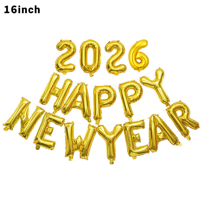 2026 Happy Year Aluminum Foil Balloon Set Year Party 2026 Happy Year Party Year Atmosphere Props