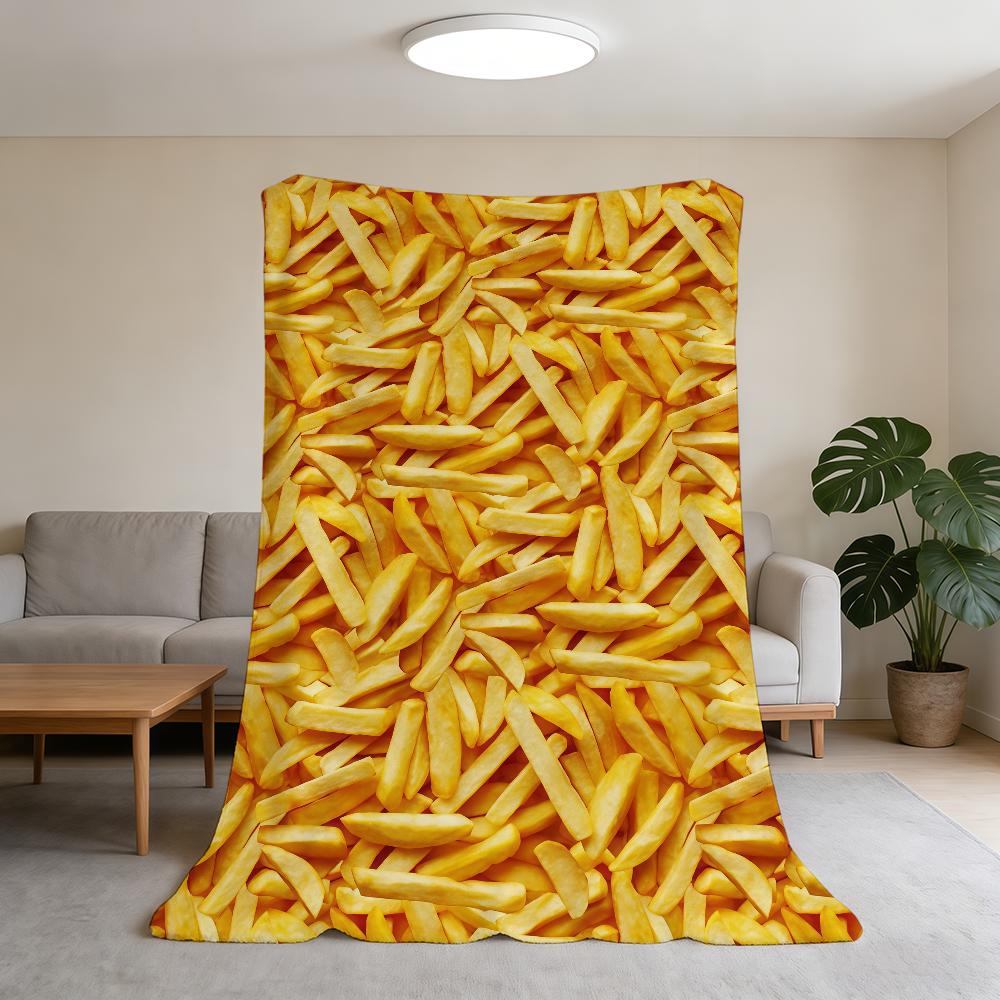Fashion Cool Fries Blanket Flannel Warm Soft Throw Blanket For Room Sofa Childish Birthday Gifts