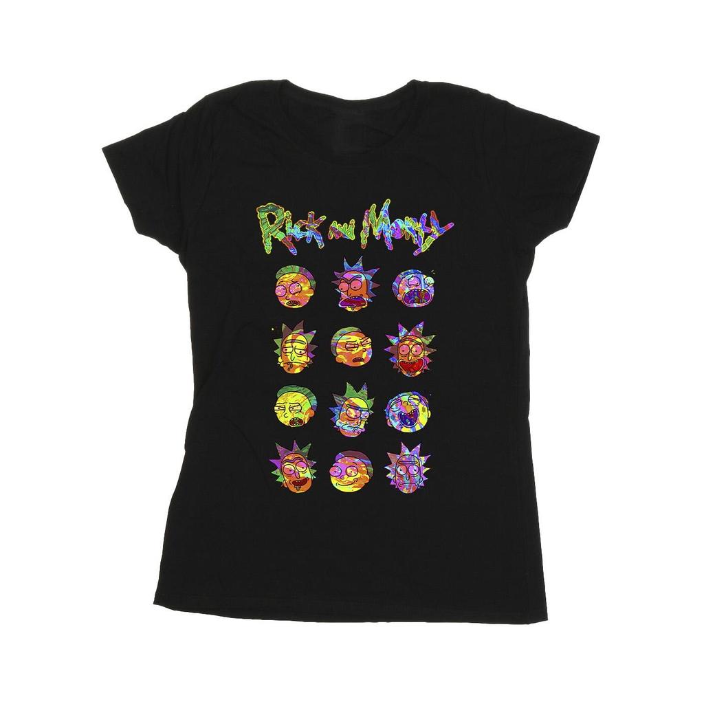 Rick And Morty Womens/Ladies Tie Dye Faces Cotton T-Shirt