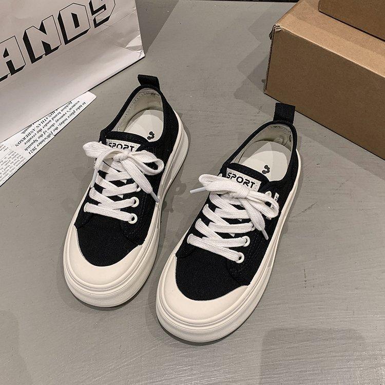 Платформенные парусиновые туфли весна новые универсальные с увеличением роста повседневные спортивные кеды дышащие белые туфли туфли-печенье женские