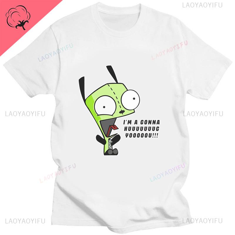Kawaii Invader Zim Invader Gir Graphic T Shirt Zim Image Cartoon T Shirt Unisex Women Retro Tee Shirt Fashion Shirt Streetwear Tops
