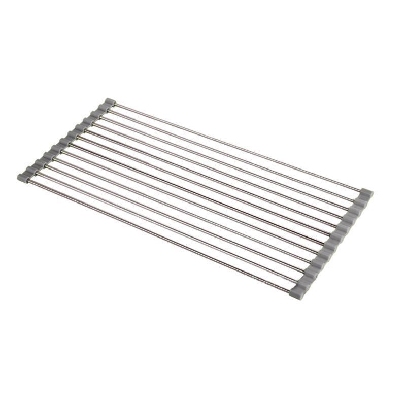 2023 Over The Sink Roll-up Dish Drying Rack Sheet Pan Bottle Food Drainer Mat Strainer Basket Sieve Drainer Cleaning Gadget 37x23cm 37x30cm