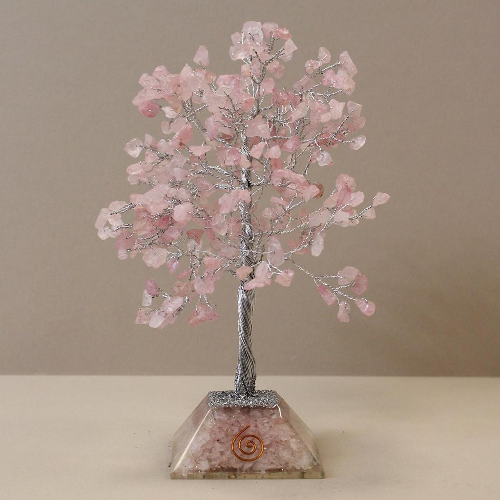 Rose Quartz Crystal Tree Orgonite Base 320 Gemstones