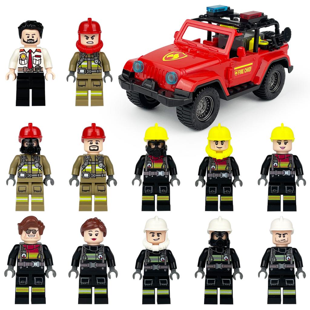 City Series Red Fire Rescue Truck Fire Truck Building Blocks Toy Gift for Children
