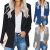 Women Solid Open Front Pockets Cardigan Formal Suit Long Sleeve Blouse Coat