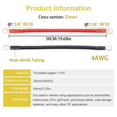 4AWG XT60 Провод для подключения аккумулятора нового энергетического транспортного средства ПВХ Чистая медь - Кабель инвертора питания Солнечные аксессуары 50 см