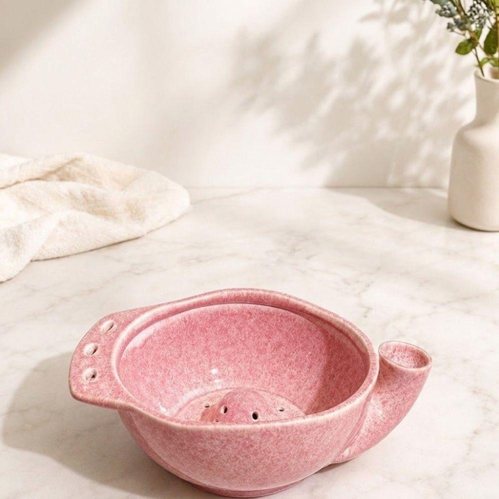 360° Cleaning Ceramic Berry Washing Bowl Drainage Hole Self-Rotating Fruit Cleaner Kitchen