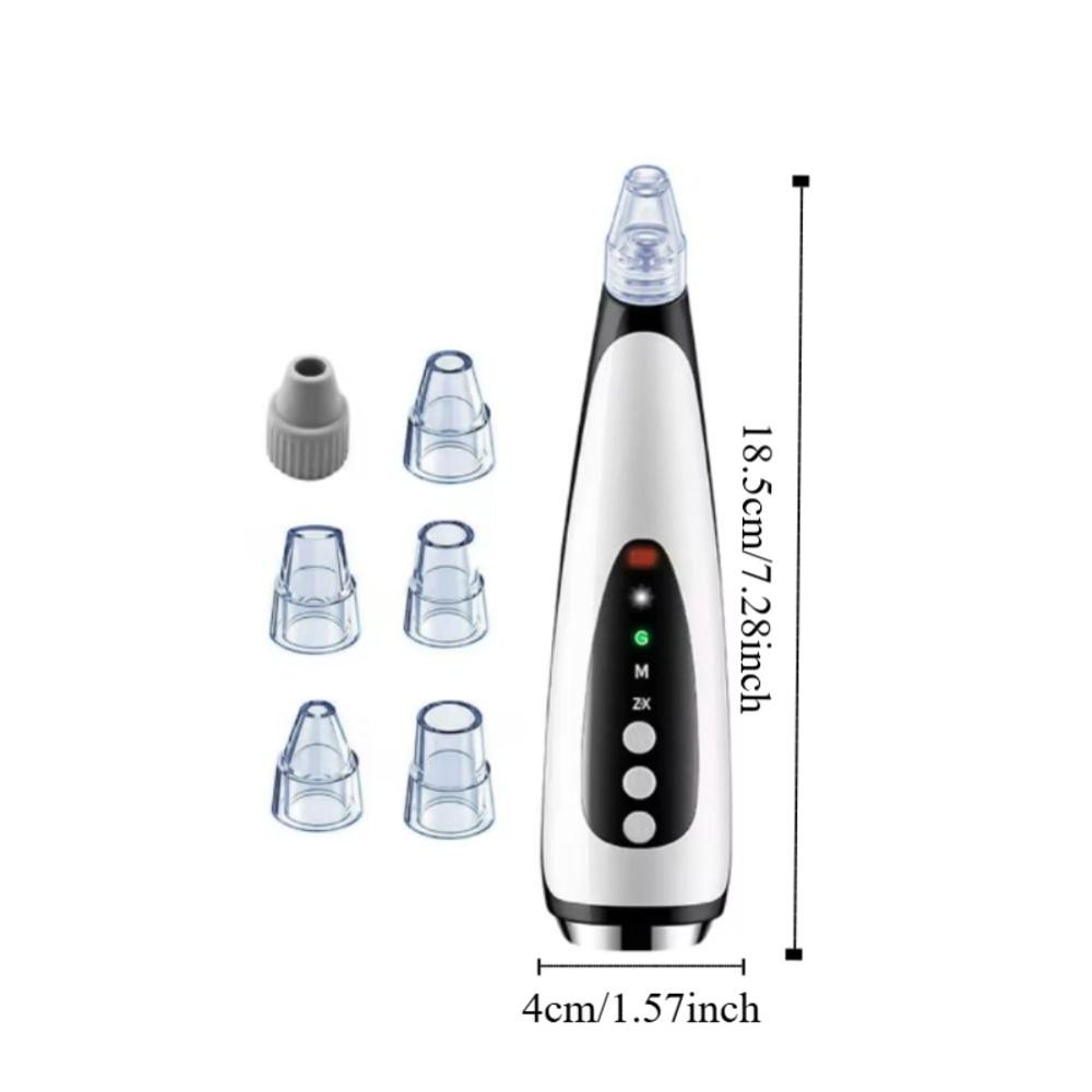 With 6 Replacement Head Electric Blackhead Remover Hot Compress Deep Cleaning Facial Pore Cleaning Device Professional
