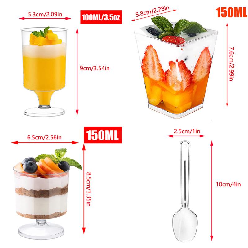 10Pcs Disposable Trapezoidal Circular Mousse Dessert Cup Yogurt Frozen Cake Appetizer Cup Mini Pudding Fruit Ice Cream Cup